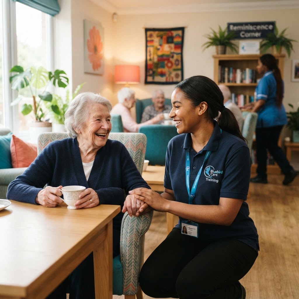 An early years practitioner supporting young children with a learning activity